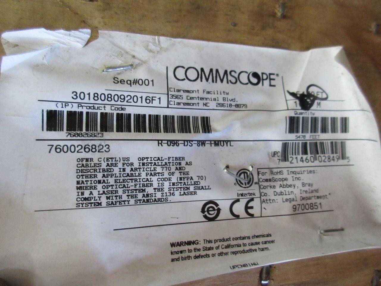 COMMSCOPE TERASPEED SINGLE MODE 96 FIBER OPTICAL CABLE OFNR 1050 FT - FIBER OPTIC CABLE