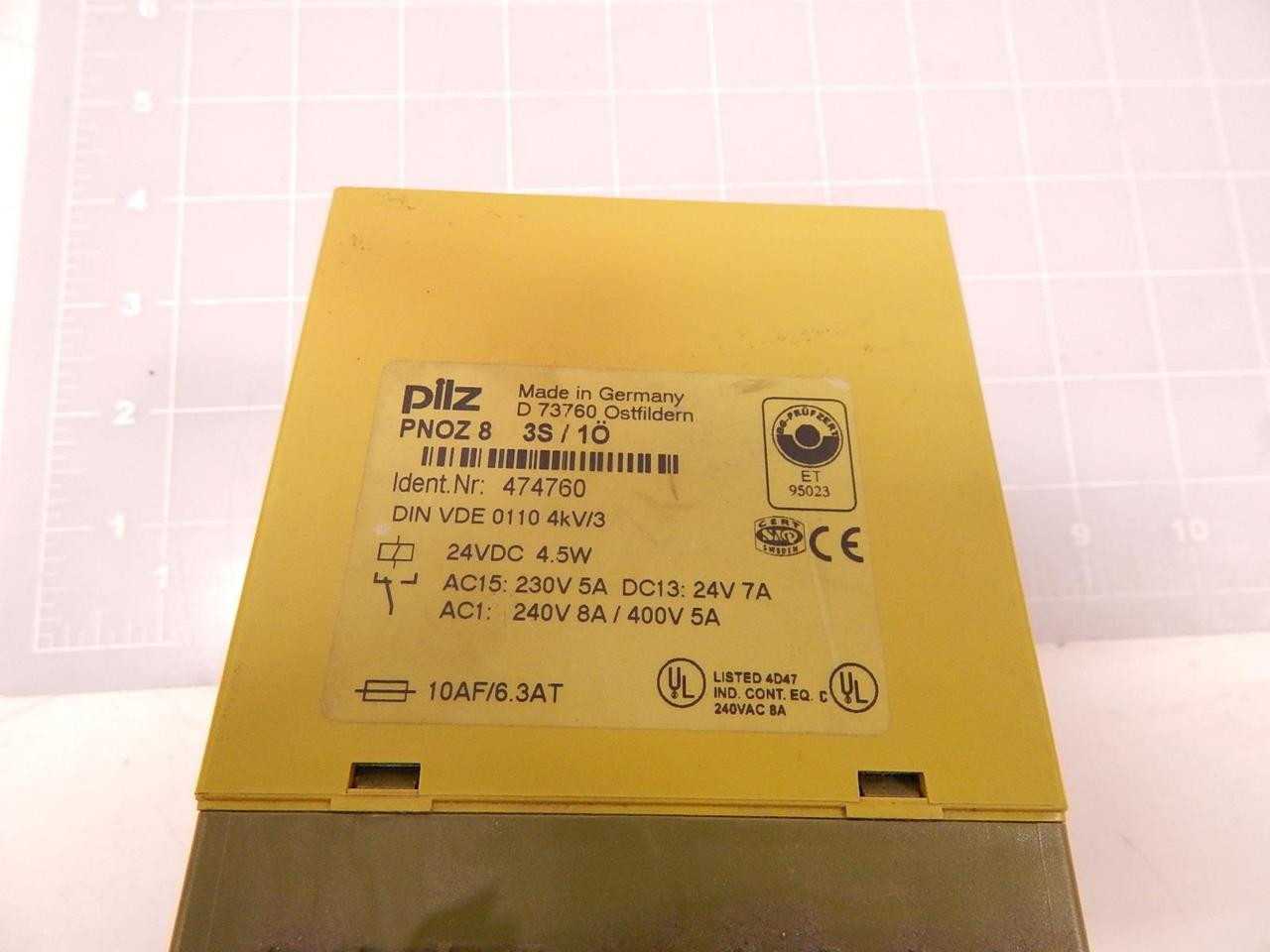 Pilz PNOZ 8 3S/1O Safety Relay DIN VDE 0110 4kV/3 T77954 - SWITCHES
