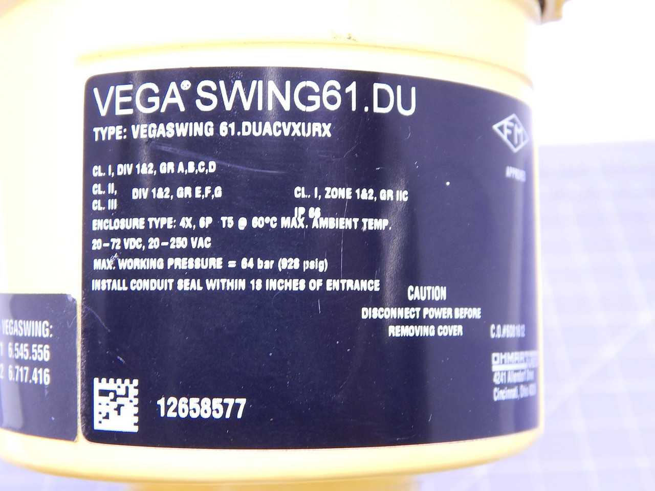 Vega Vegaswing 61.DUACVXURX Vibrating Level Switch T139924 - LEVEL MEASUREMENT