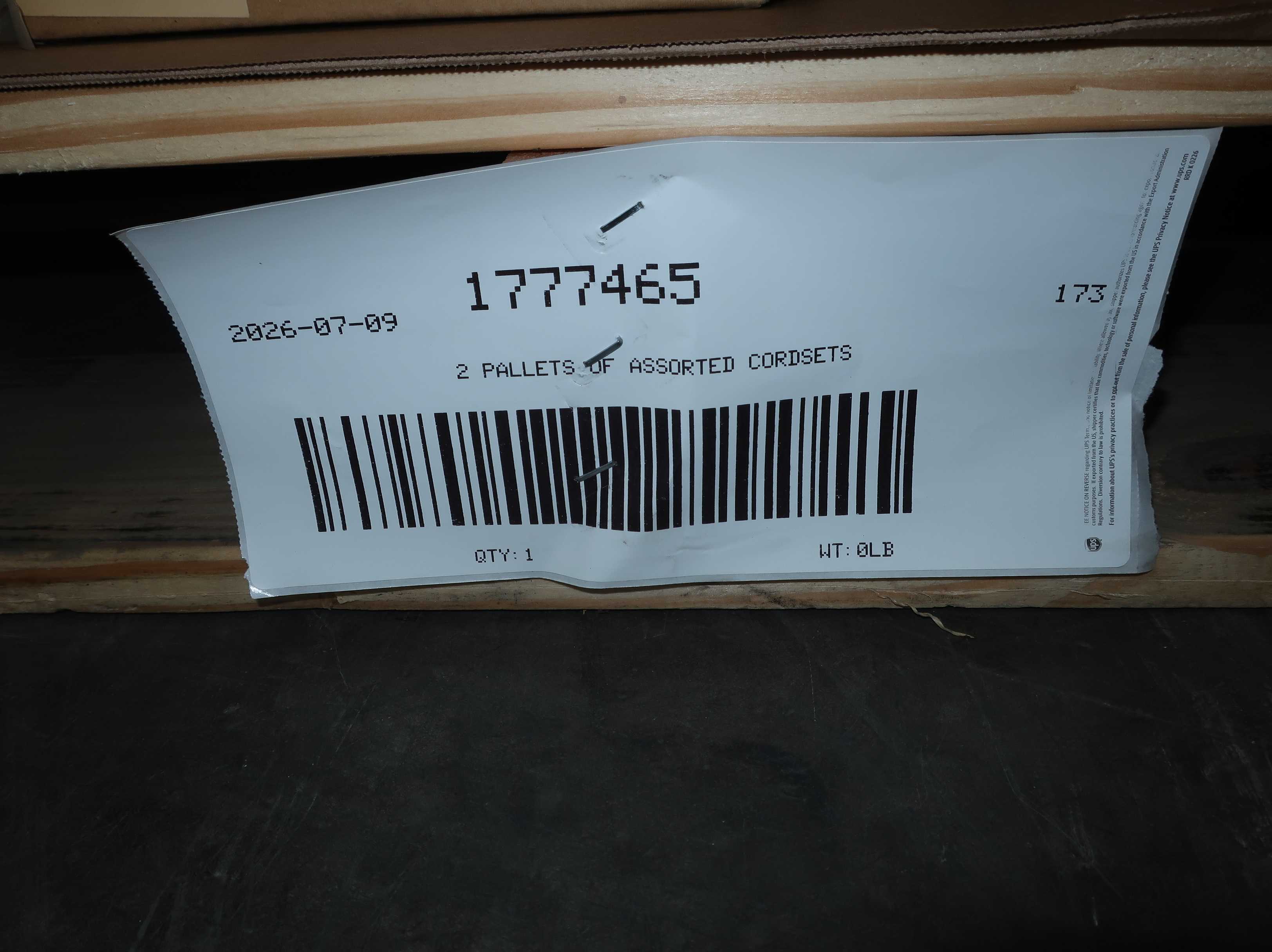 SKU 1777465 - 2 PALLETS OF ASSORTED CORDSETS AND CABLES - CORDSET CABLES