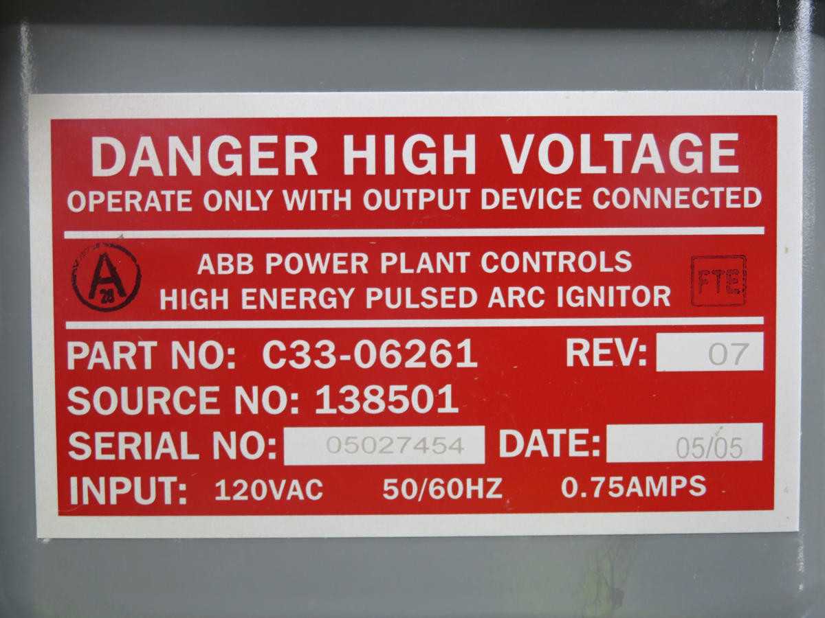 ABB C33-06261 HIGH ENERGY PULSED ARC IGNITOR T229017 - ELECTRICAL COMPONENTS