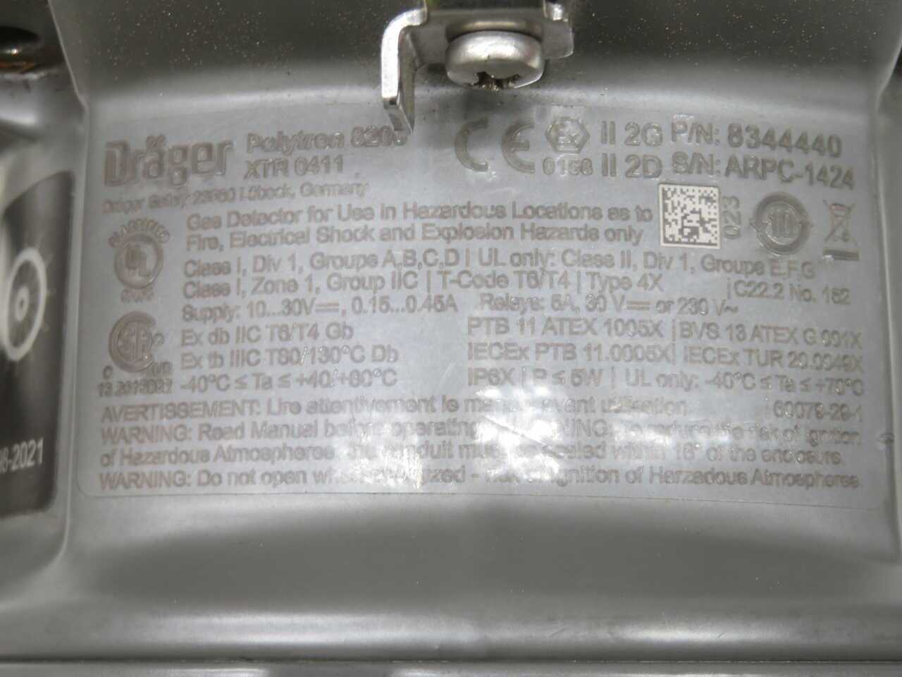 DRAGER XTR 0411 8344440 GAS DETECTOR T272043 - INSTRUMENTATION