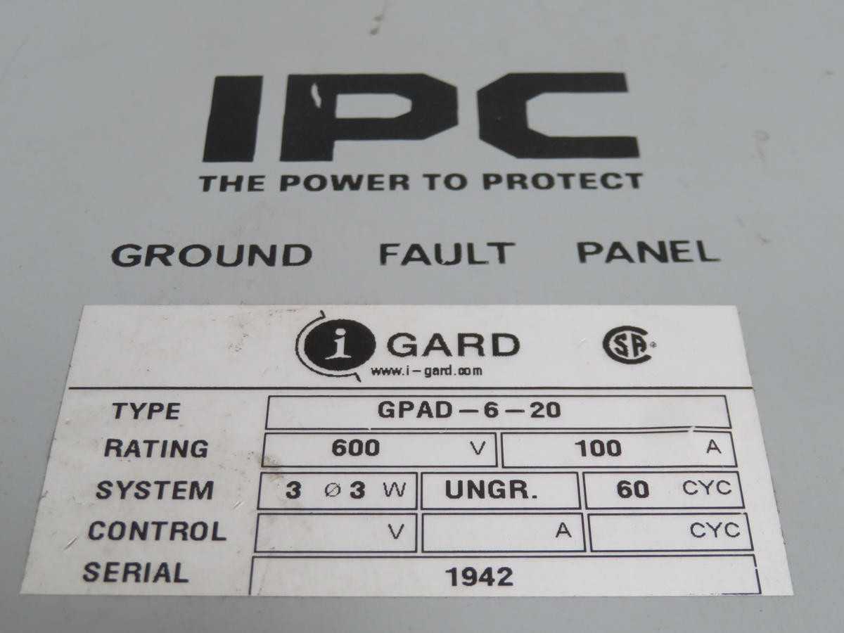 IPC GPAD-6-20 Ground Fault Panel T203856 - OPERATOR CONTROLS