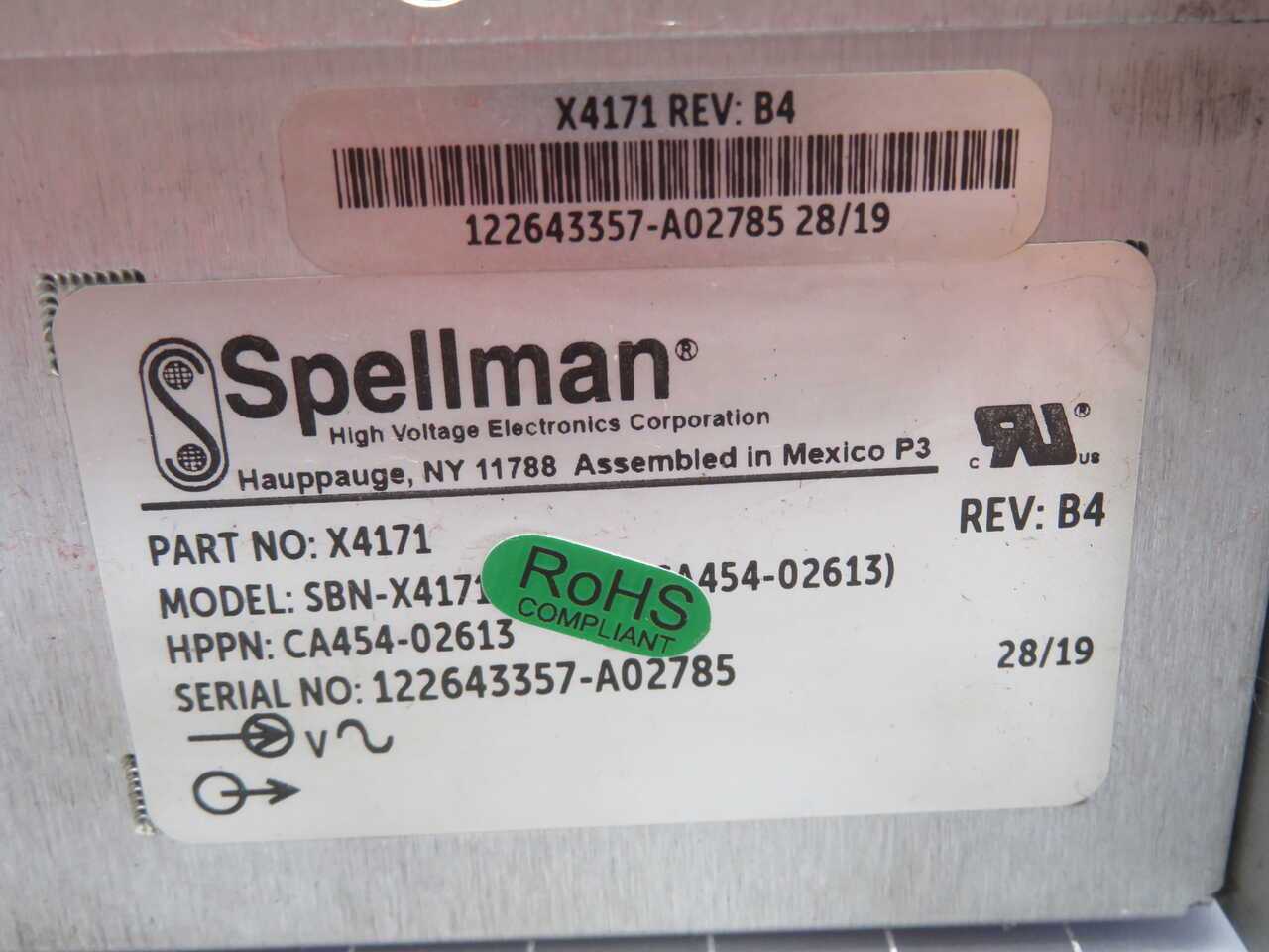 SPELLMAN SBN-X4171 X4171 HIGH-VOLTAGE POWER SUPPLY T270626 - MOTOR DRIVES