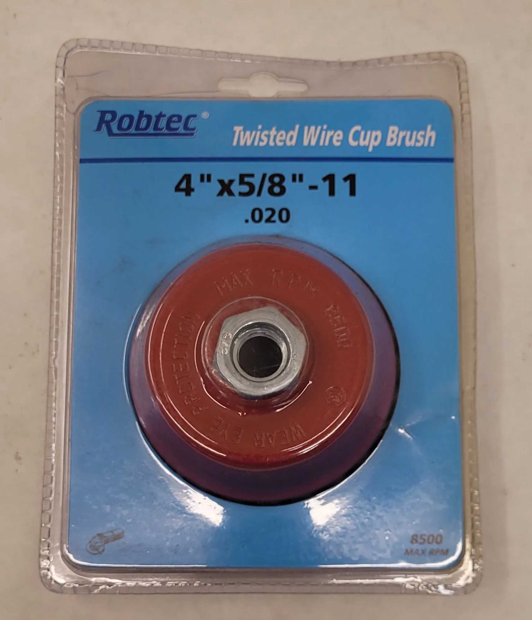 Robtec 4" X 5/8"-11 Twisted Wire Cup Brush - MACHINING ACCESSORIES & TOOLING