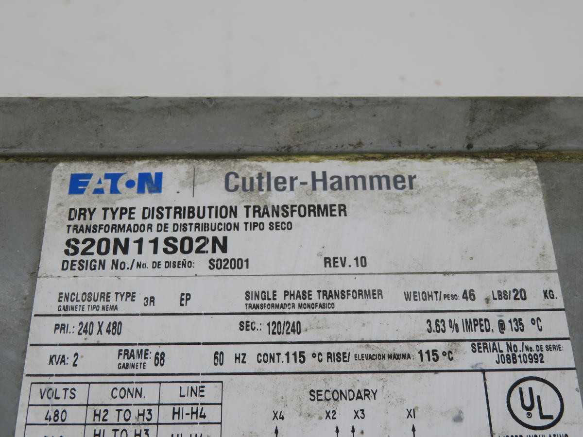 EATON S20N11S02N GENERAL PURPOSE DRY TYPE TRANSFORMER T211605 - DRY TRANSFORMERS