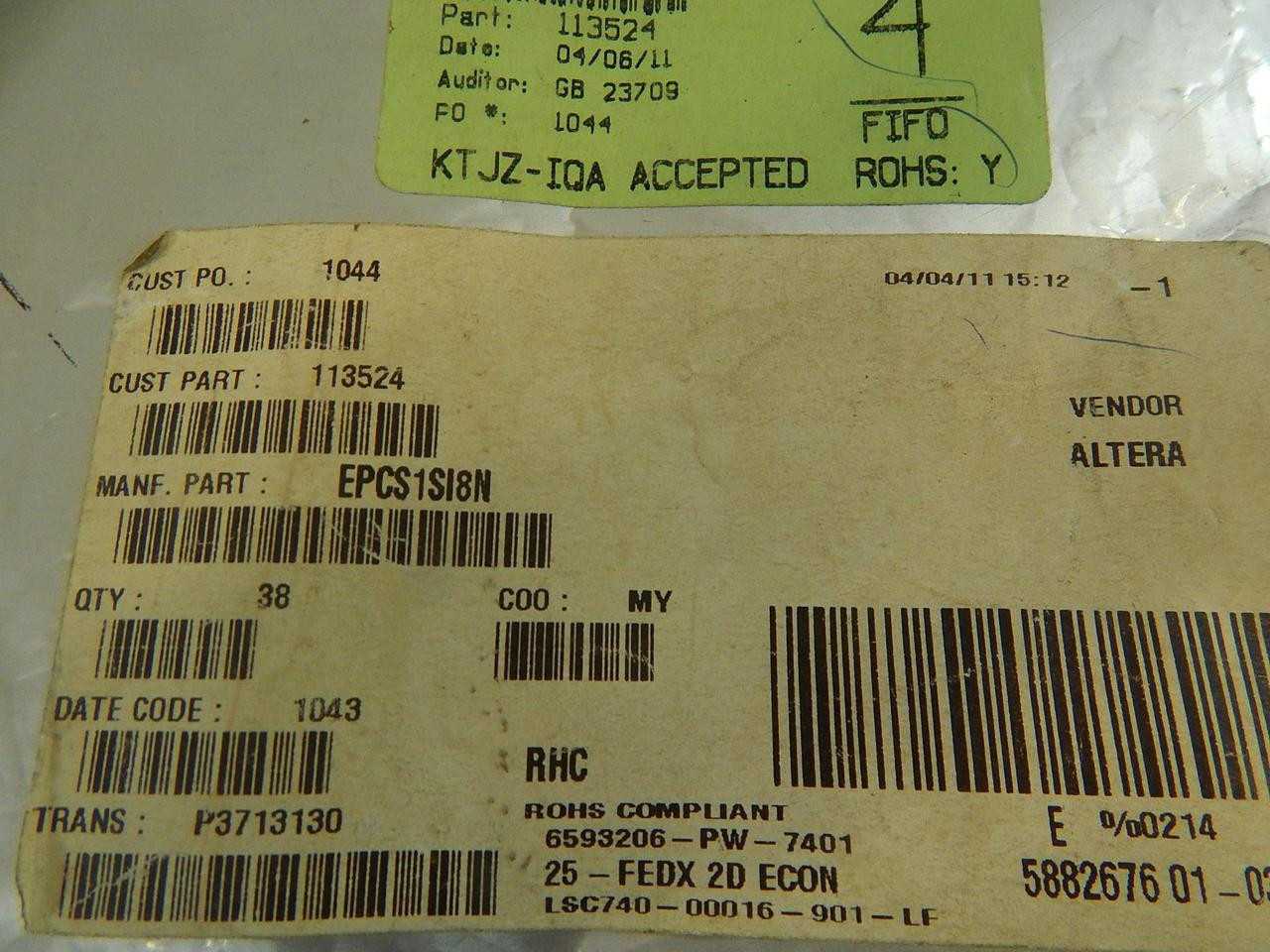 LOT OF 138 ALTERA EPCSLN9048Y 113524 EPCS1SI8N FPGA - CONFIGURATION MEMORY IC - SER. CONFIG MEM FLAS - INDUSTRIAL PARTS