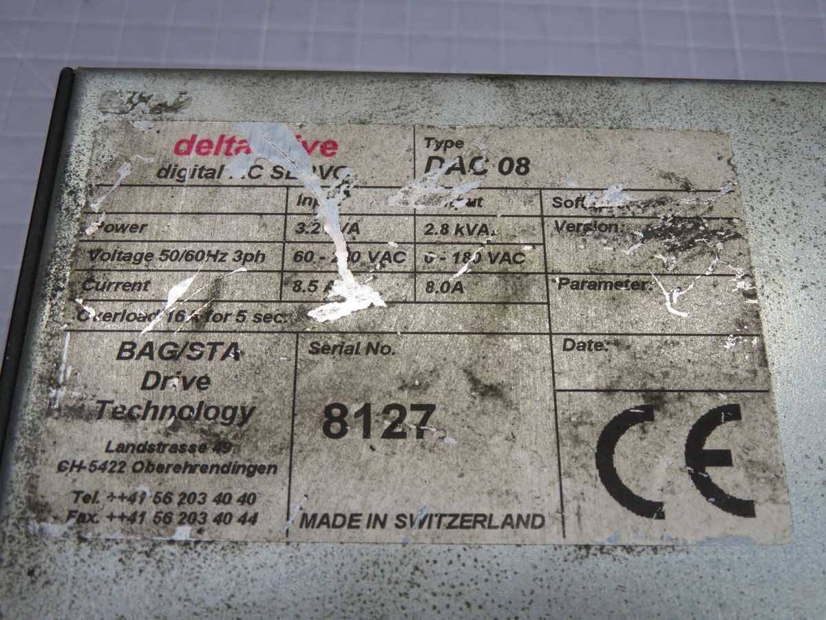 DELTADRIVE DAC08 SERVO DRIVE T254786 - AC VFD DRIVES