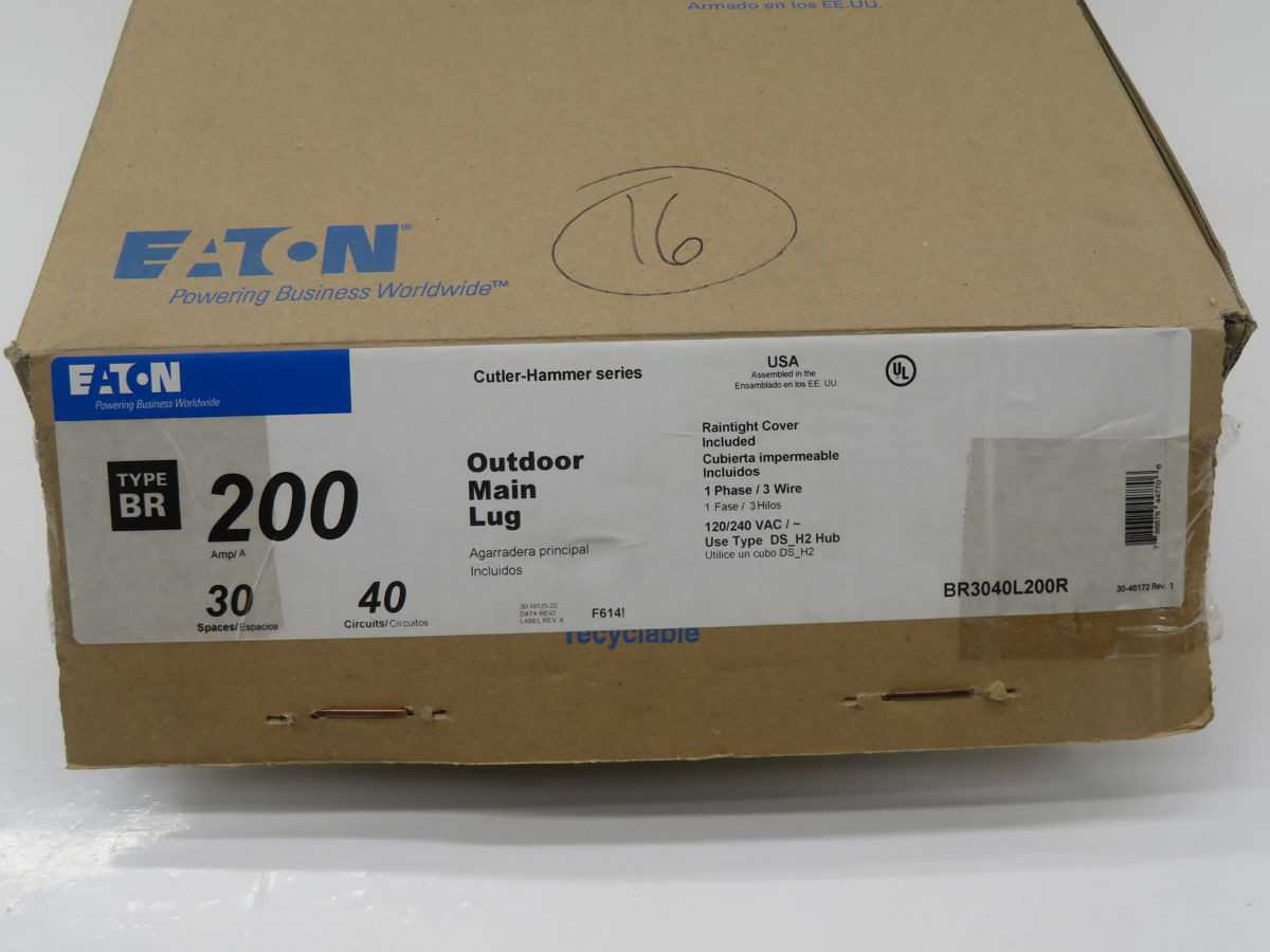EATON BR3040L200R MAIN DOOR LUG LOAD CENTER T243762 - CIRCUIT BREAKERS