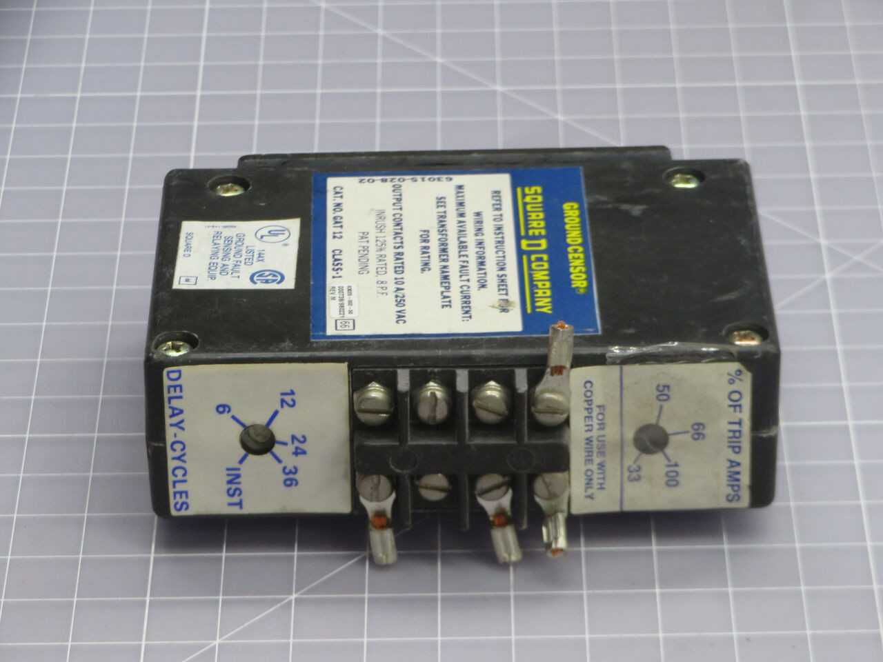 SQUARE D GAT 12 GROUND FAULT RELAY T245482 - INDUSTRIAL PARTS