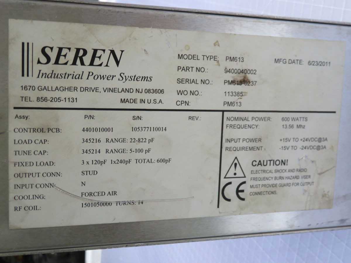 SEREN PM613 RF GENERATOR T254918 - POWER TRANSMISSION