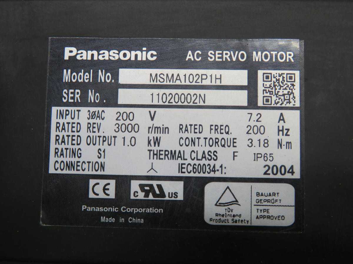Panasonic MSMA102P1H Servo Motor T240364 - High Performance & Reliability - SERVO