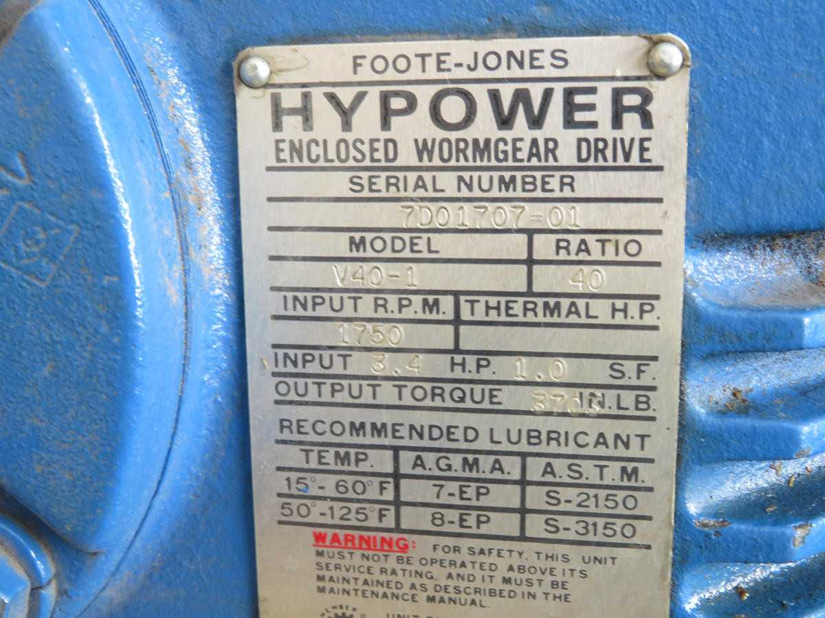FOOTE JONES V40-1 HYPOWER ENCLOSED WORMGEAR DRIVE T212126 - INDUSTRIAL PARTS