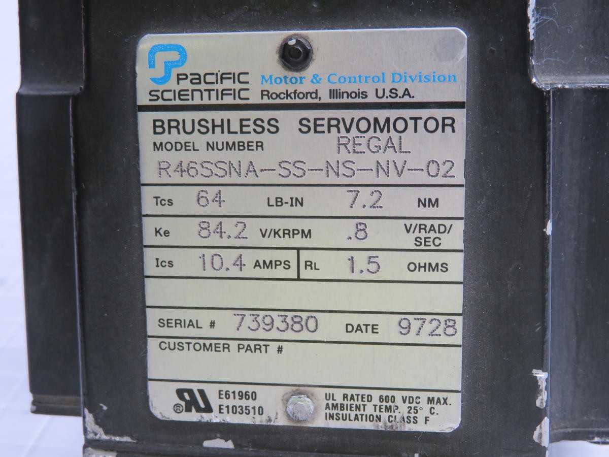 Pacific Scientific R46SSNA-SS-NS-NV-02 Brushless Servomotor T214861 - SERVO MOTORS