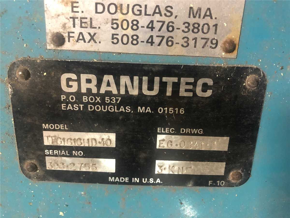 1996 Granutec 16" X 16" Granulator, Model TFG1616HD40, 40HP Power - GRANULATORS