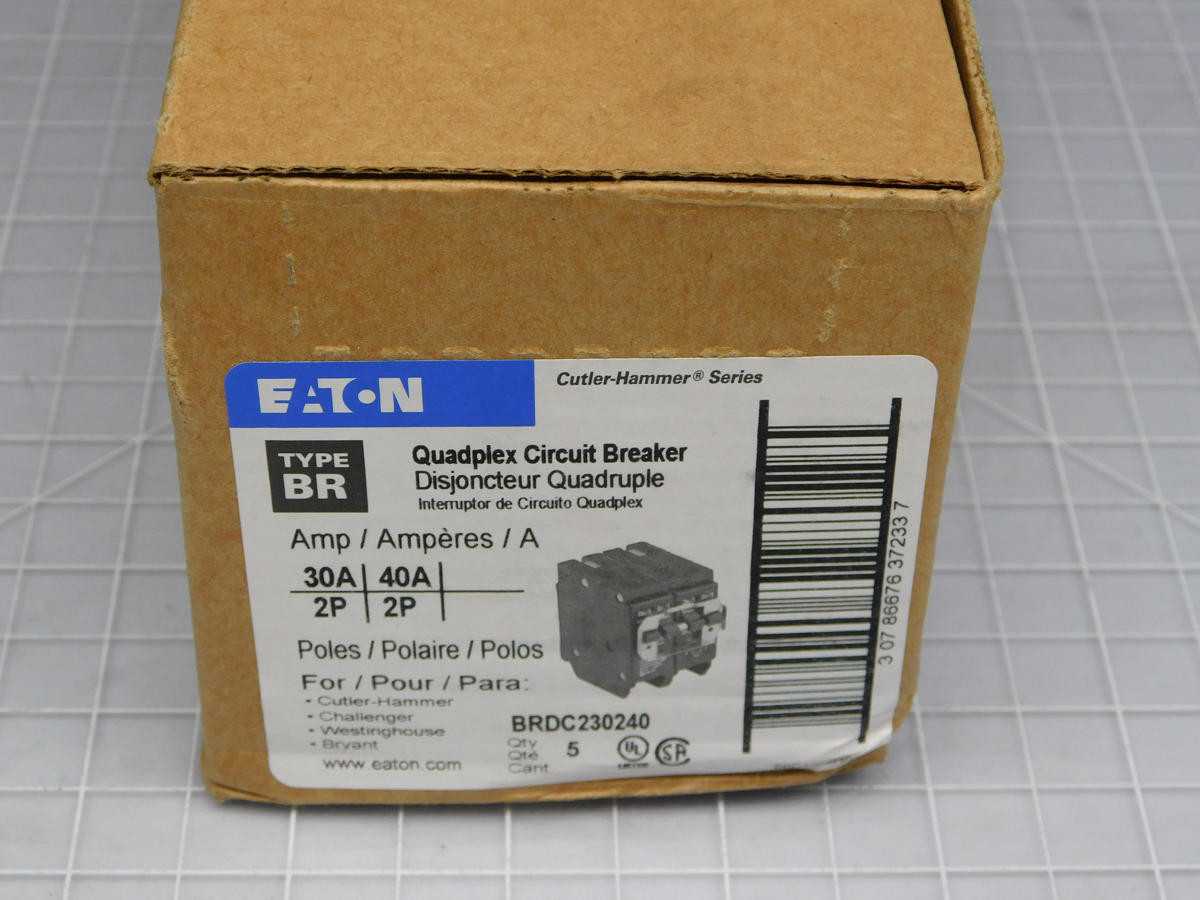 Lot Of 5 Eaton BRDC230240 Quadplex Circuit Breaker 30A/2P 40A/2P T192287 - CIRCUIT BREAKERS