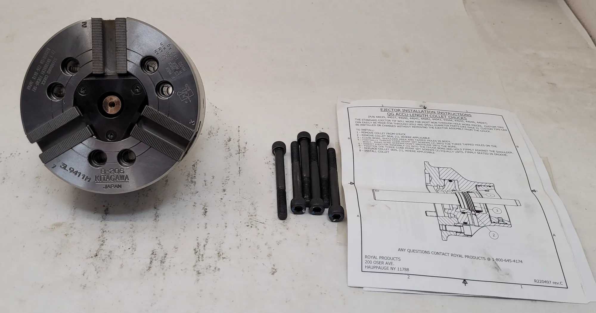 6in Kitagawa B-206 3 Jaw Lathe Power Chuck - MACHINING ACCESSORIES & TOOLING