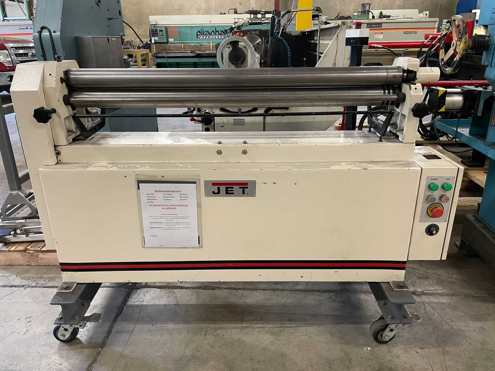 2012 JET ESR-1650 PLATE BENDING ROLLS, 50" ROLL LENGTH, 16 GAUGE, 3" ROLL DIA - PLATE BENDING ROLLS