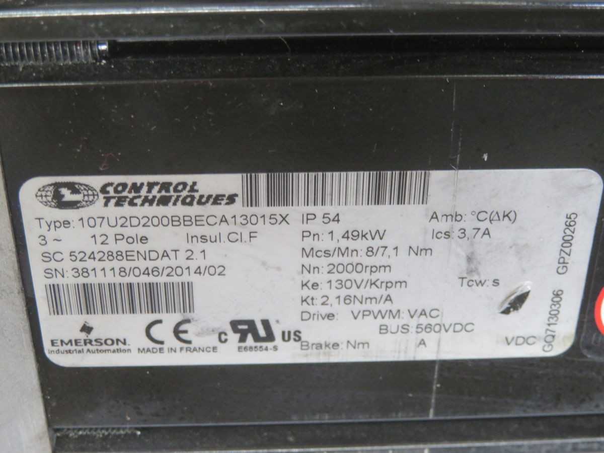 EMERSON 107U2D200BBECA13015X SERVO MOTOR T260917 - SERVO