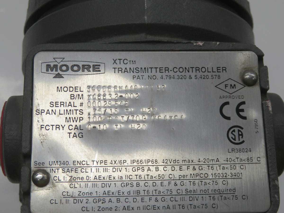 MOORE PRESSURE TRANSMITTER T237849 - PRESSURE TRANSMITTER