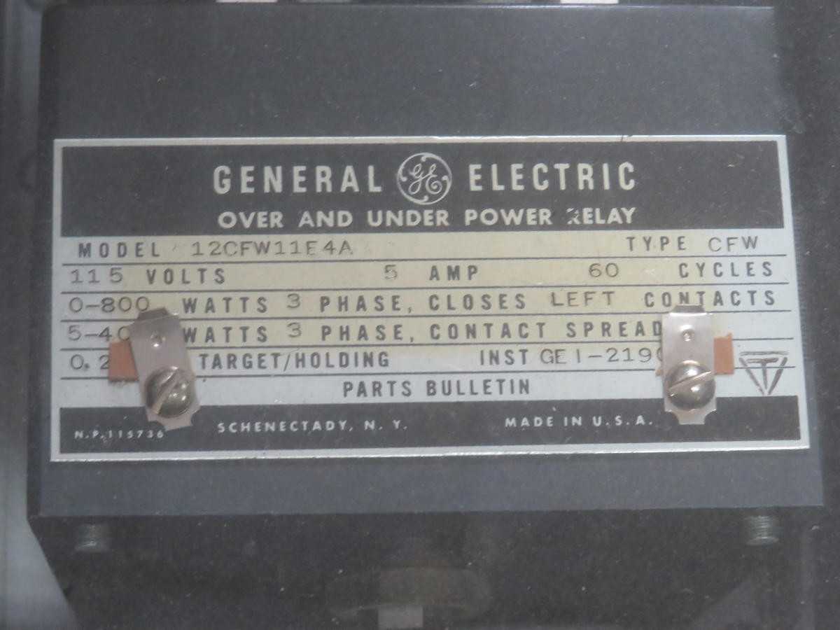 GE 12CFW11E4A TYPE CFW OVER AND UNDER POWER RELAY 5 AMP T194847 - ELECTRICAL COMPONENTS