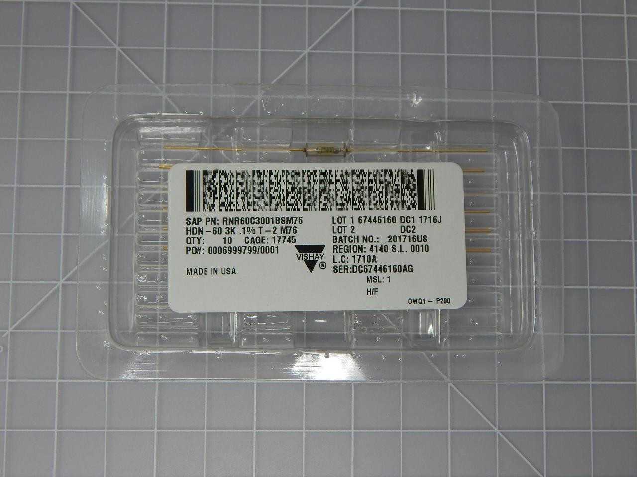 Lot Of 6 Vishay RNR60C3001BSM76 Res Metal Film Resistors - ELECTRICAL COMPONENTS