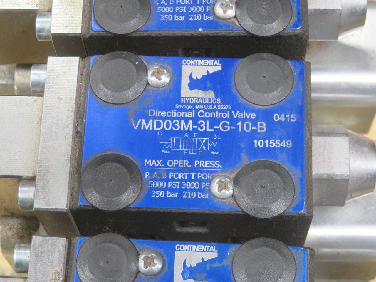 CONTINENTAL VMD03M-3L-G-10-B DIRECTIONAL CONTROL VALVES ASSY W DAMAN 0415 T270970 - HYDRAULIC DIRECTIONAL CONTROL VALVE