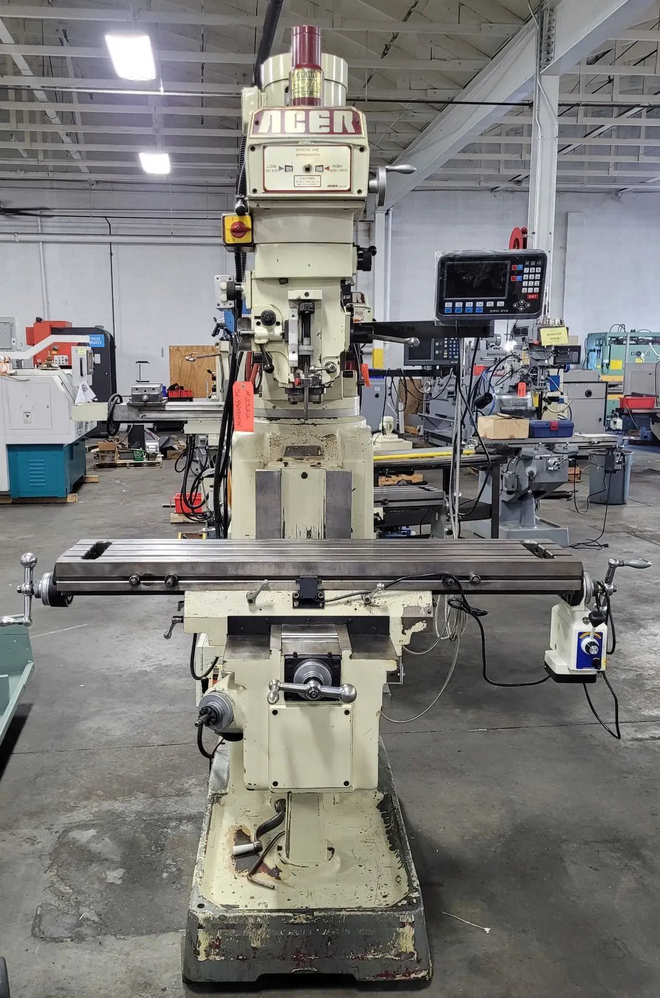 ACER ULTIMA 4VK VERTICAL MILL, 5 HP, 10" X 50" TABLE, #40 TAPER, POWER DRAWBAR, FAGOR DRO - 