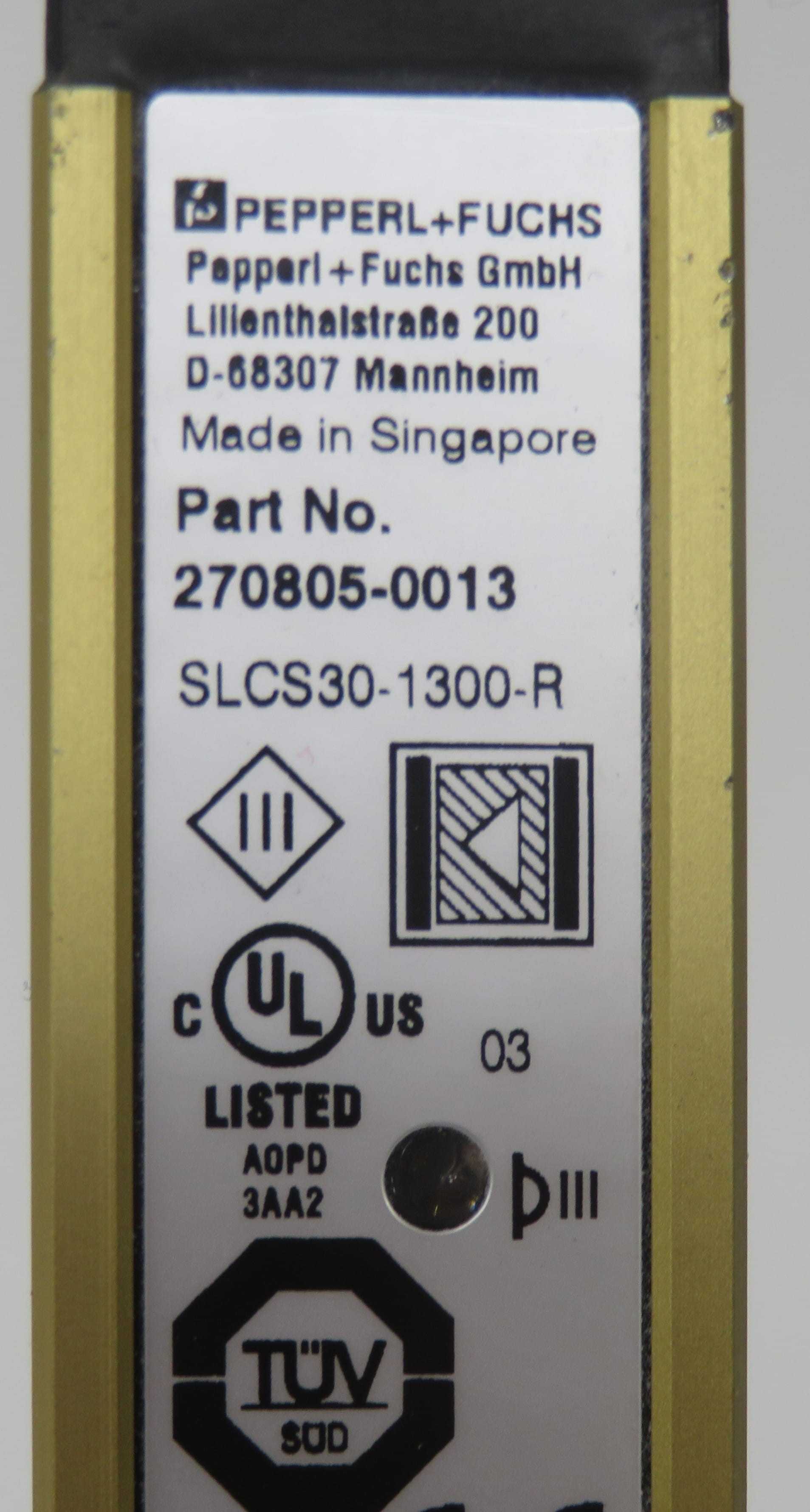 Pepperl+Fuchs SLCS30-1300-R Safety Light Curtain Receiver, Type 4 AOPD, 30mm Resolution - SENSORS