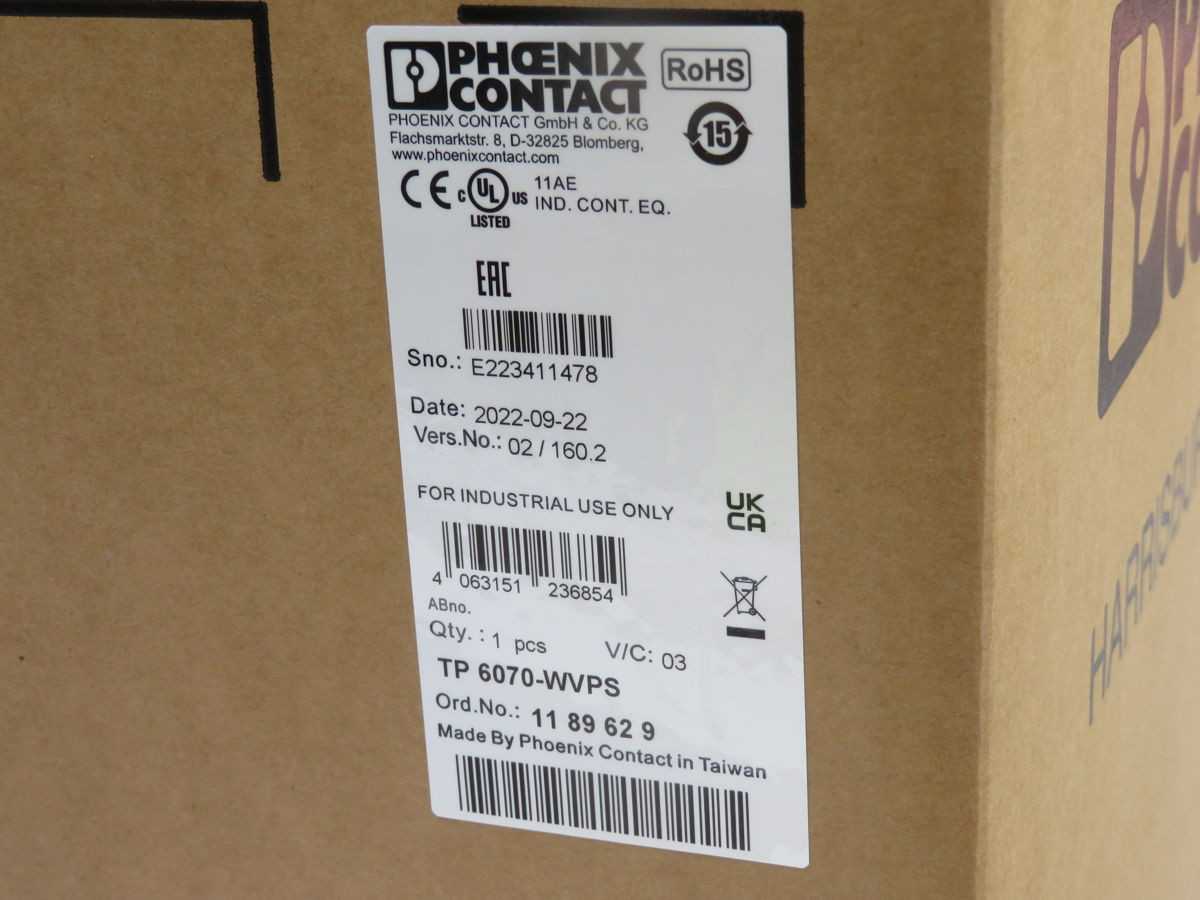 PHOENIX CONTACT TP 6070-WVPS TOUCH PANEL T257888 - HMIS & DISPLAYS