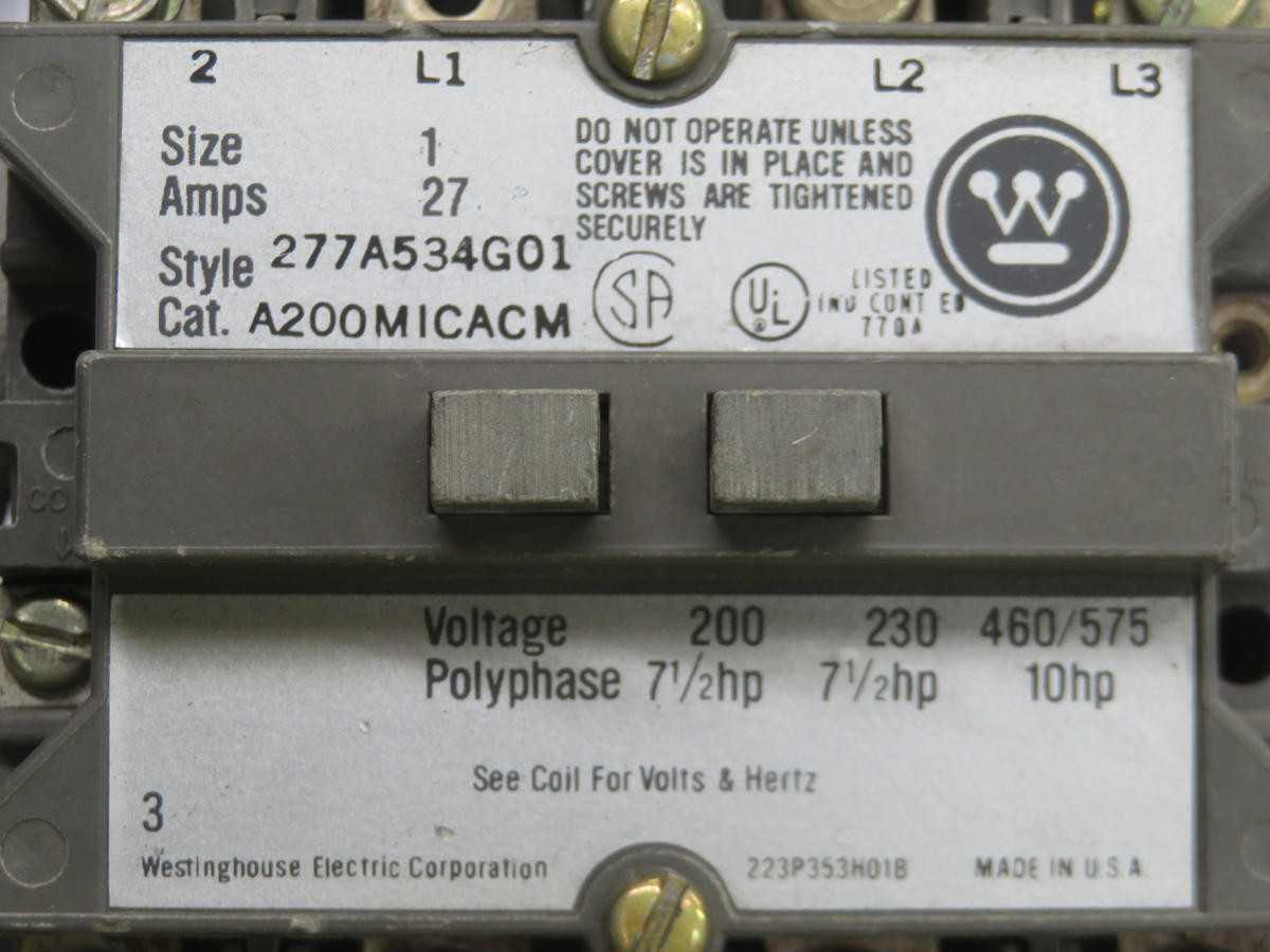 WESTINGHOUSE A200MICACM MOTOR STARTER T240695 - CONTACTORS