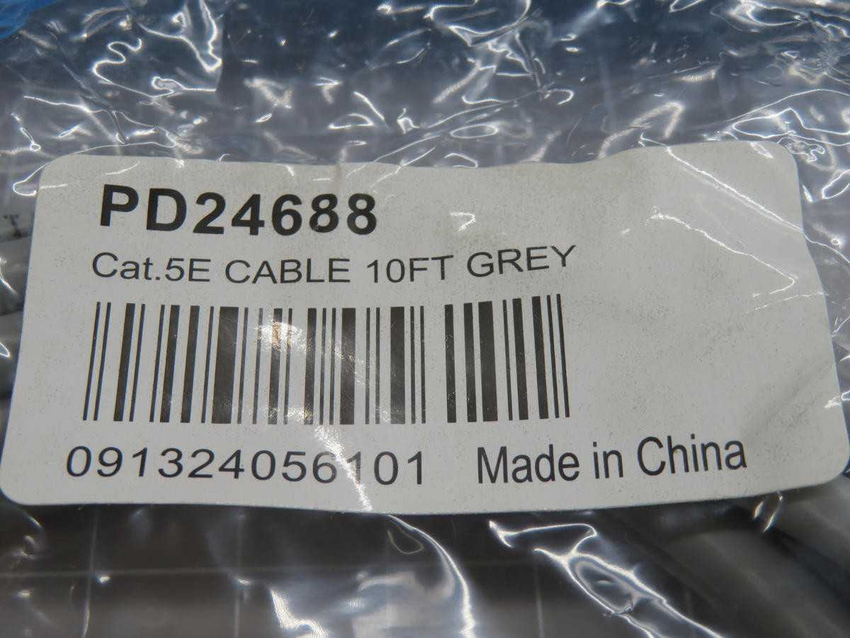 LOT OF 150 PD24688 CAT 5E CABLE 10 FT GREY (150 UNITS) T204588 - FIBER OPTIC CABLE