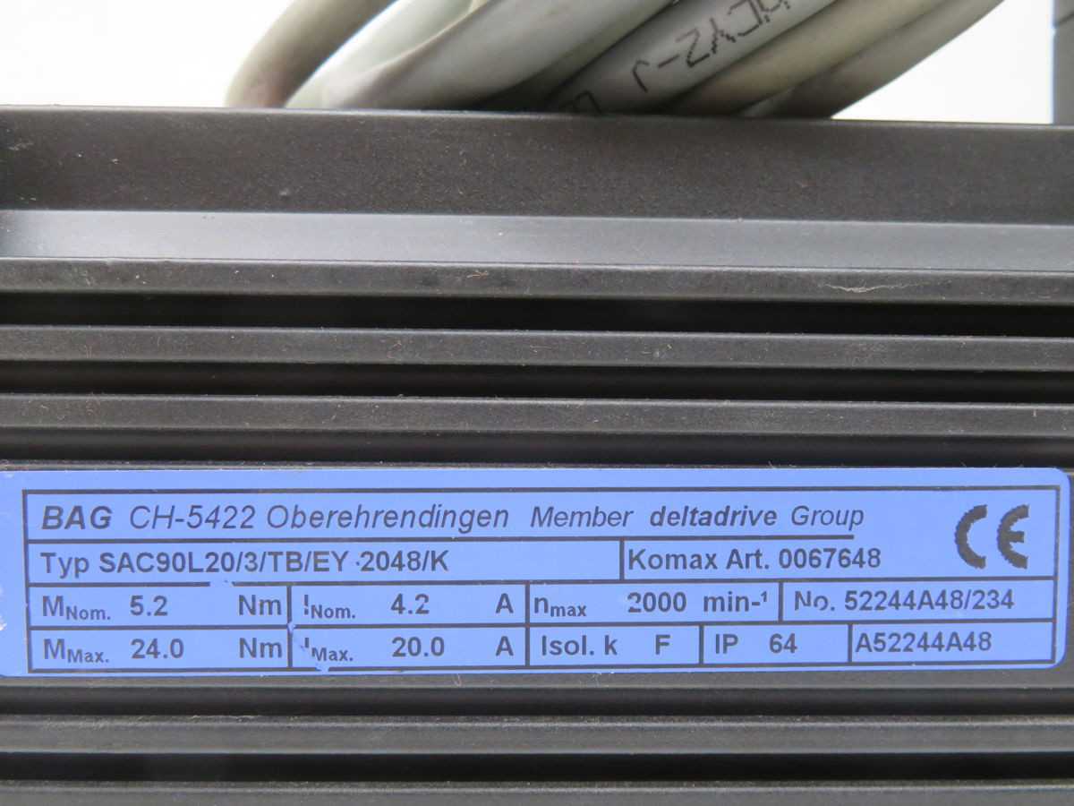 BAG SAC90L20/3/TB/EY 2048/K AC SERVO MOTOR T252414 - SERVO