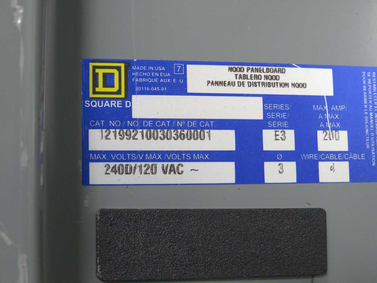SQUARE D 12199210030360001 E3 SERIES NOOD PANELBOARD T184599 - PANELBOARDS