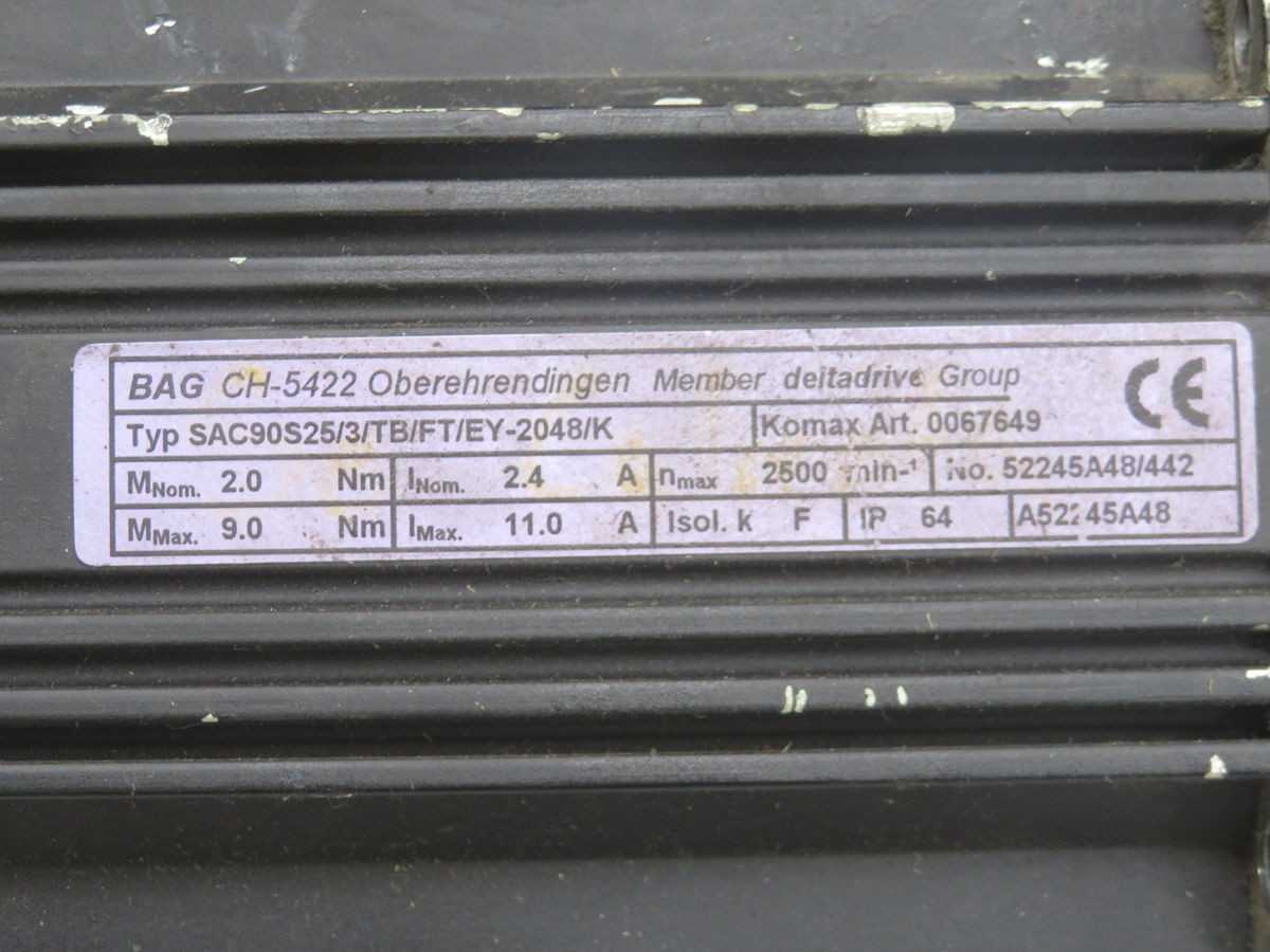 BAG SAC90S25/3/TB/FT/EY-2048/K AC SERVO MOTOR T247284 - SERVO