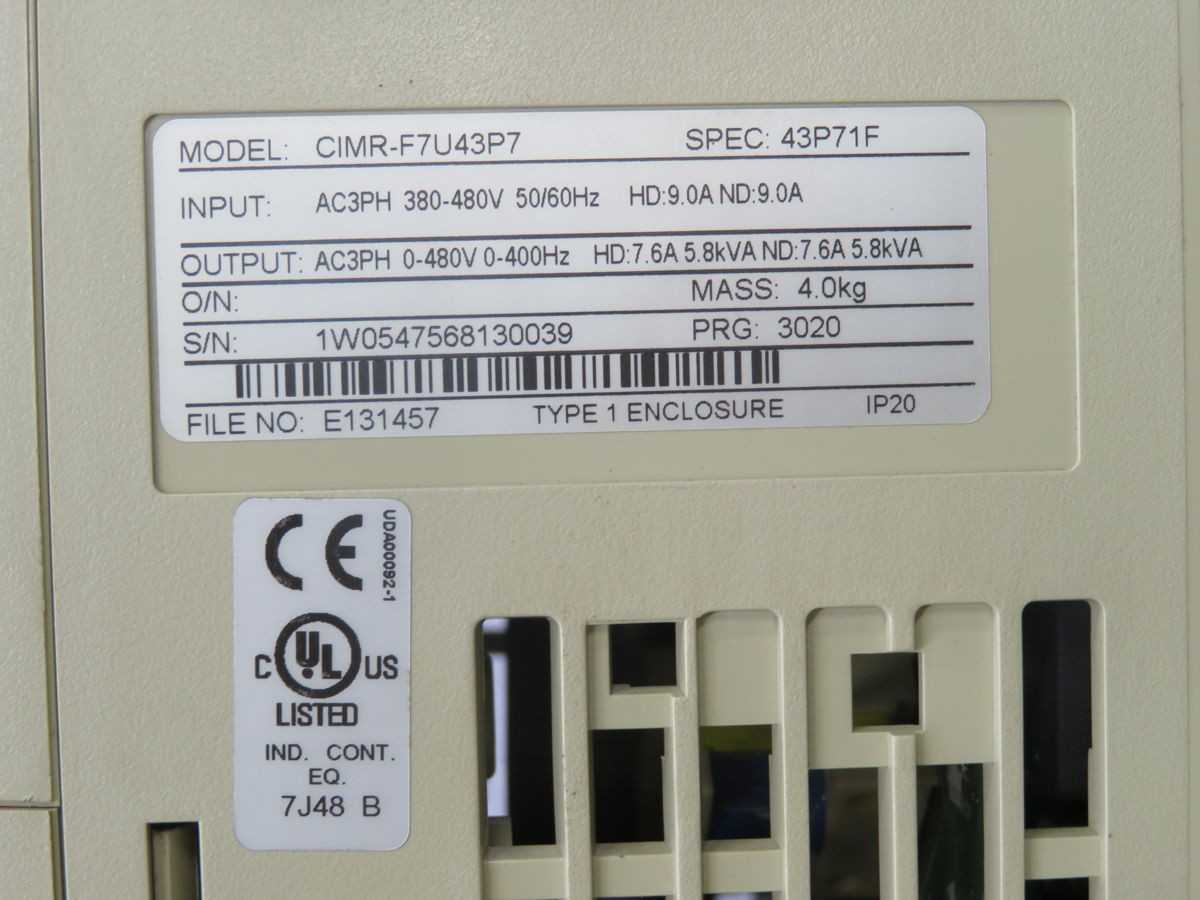Yaskawa CIMR-F7U43P7 AC Inverter Drive - High Performance Drive T248888 - AC VFD DRIVES