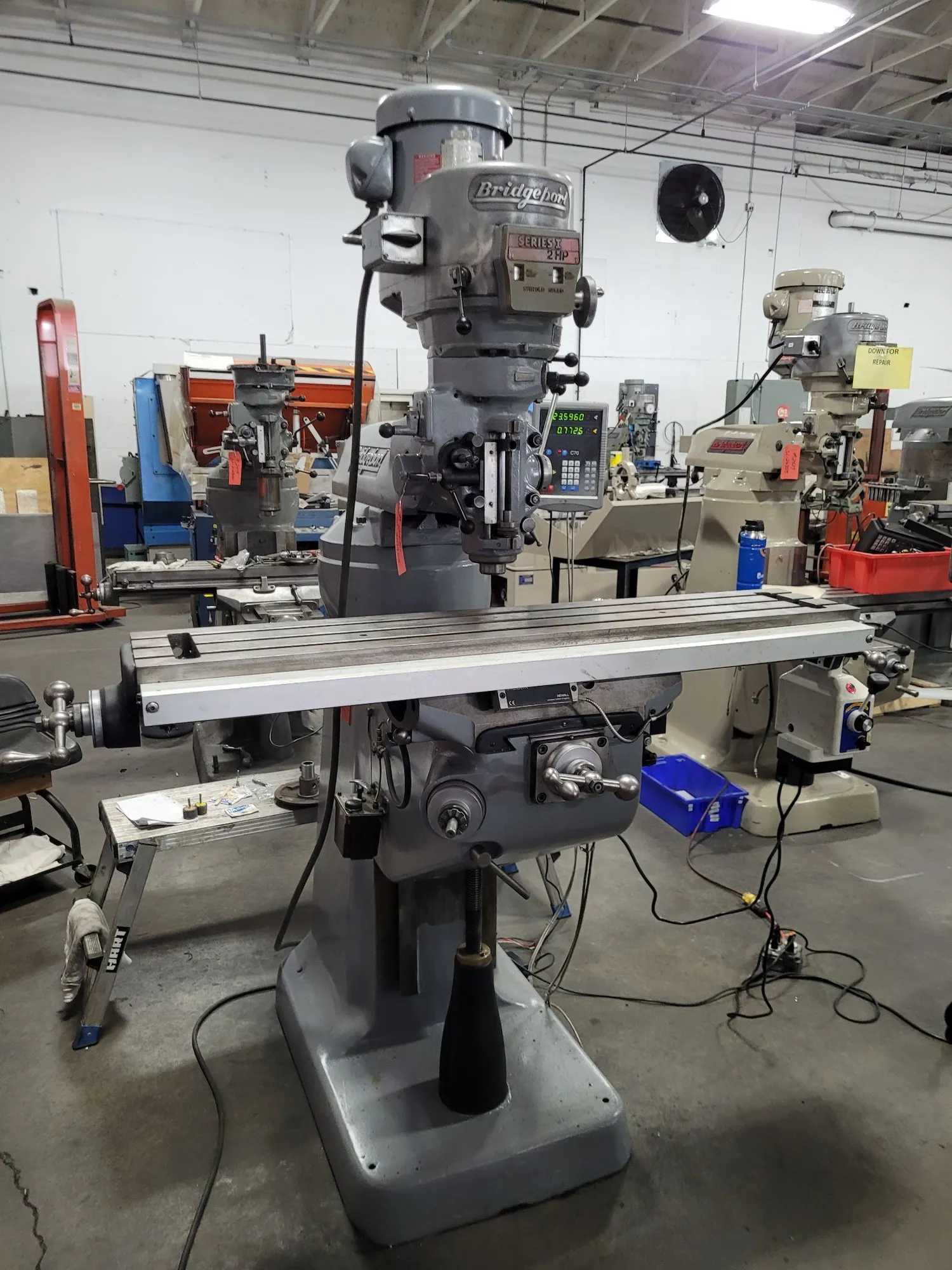 Bridgeport Series 1 2 HP Vertical Knee Mill, 9"x48" Table, Newall DRO, Power Feed - VERTICAL MILLING MACHINES