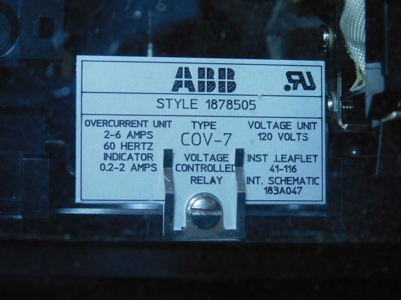 ABB COV-7 VOLTAGE CONTROLLED RELAY T149621 - PLUG-IN RELAY