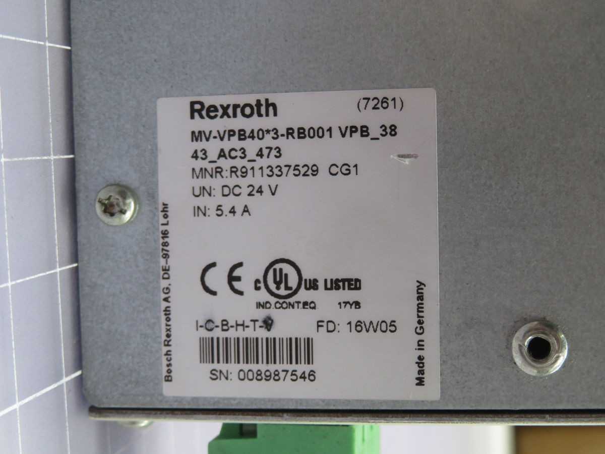 REXROTH MV-VPB40*3-RB001 VPB_38 43_AC3_473 INDRACONTROL CONTROLLER T250622 - PLC MODULES
