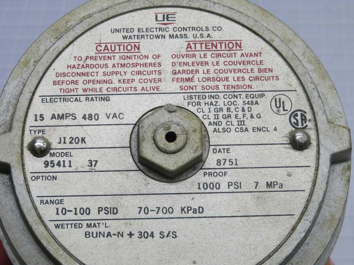 UNITED ELECTRIC 95411 37 TEMPERATURE SWITCH ASSEMBLY T213847 - TEMPERATURE CONTROL COMPONENTS