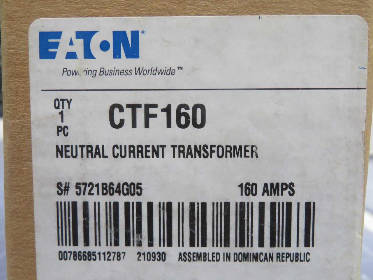 EATON CTF160 NEUTRAL CURRENT TRANSFORMER - POWER TRANSFORMERS