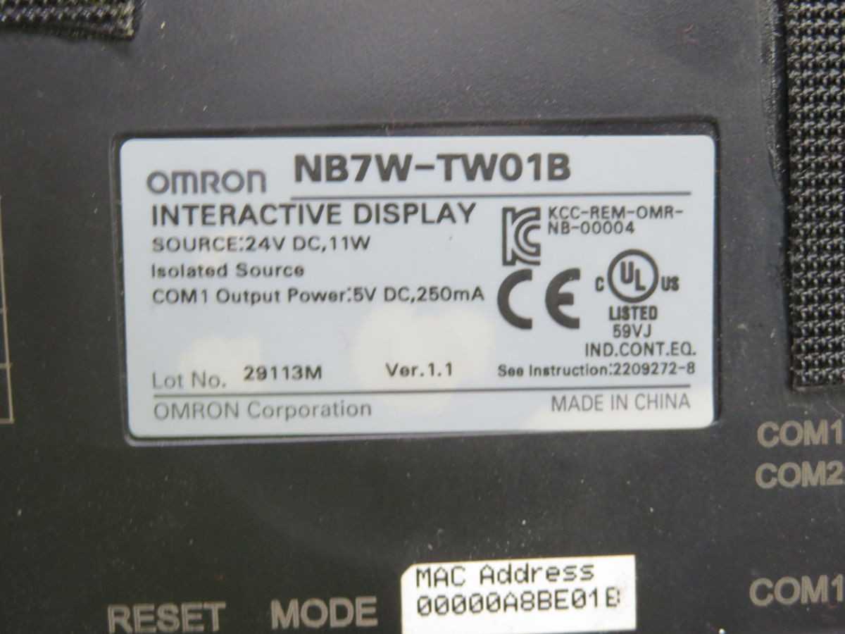 OMRON NB7W-TW01B INTERACTIVE DISPLAY T256841 - HMIS & DISPLAYS