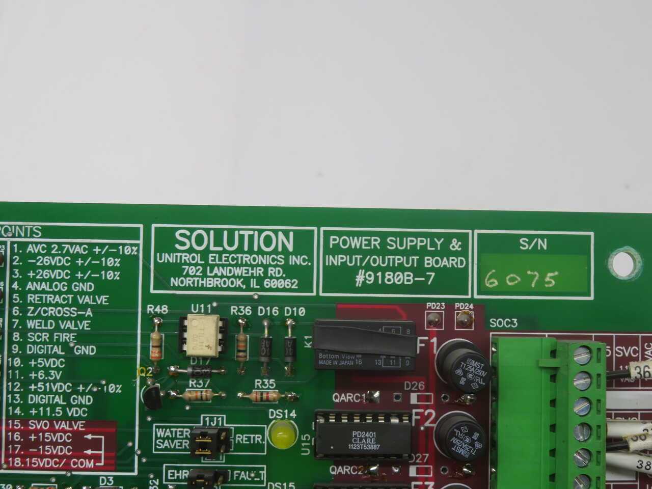 UNITROL ELECTRONICS 9180B-7 POWER SUPPLY CIRCUIT BOARD T270584 - PCB CIRCUIT BOARDS