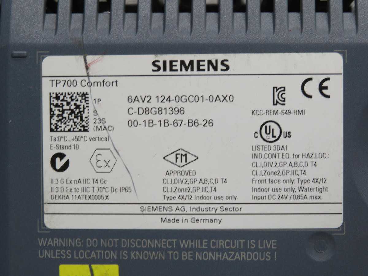 Siemens 6AV2 124-0GC01-0AX0 Operator Interface - High-Quality Control Solution - HMIS & DISPLAYS