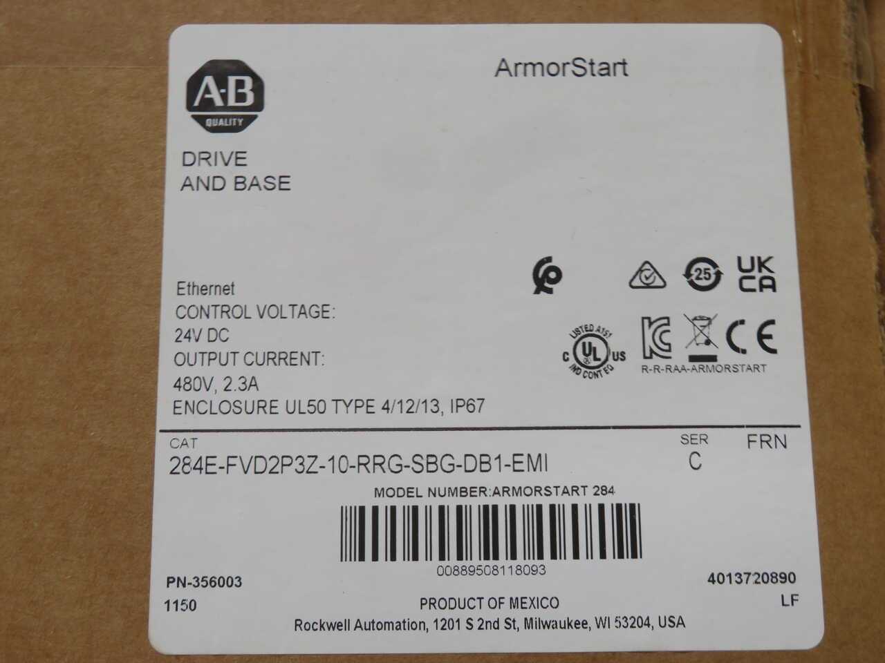 Allen Bradley 284E-FVD2P3Z-10-RRG-SBG-DB1-EMI Variable Frequency Drive - MOTOR DRIVES