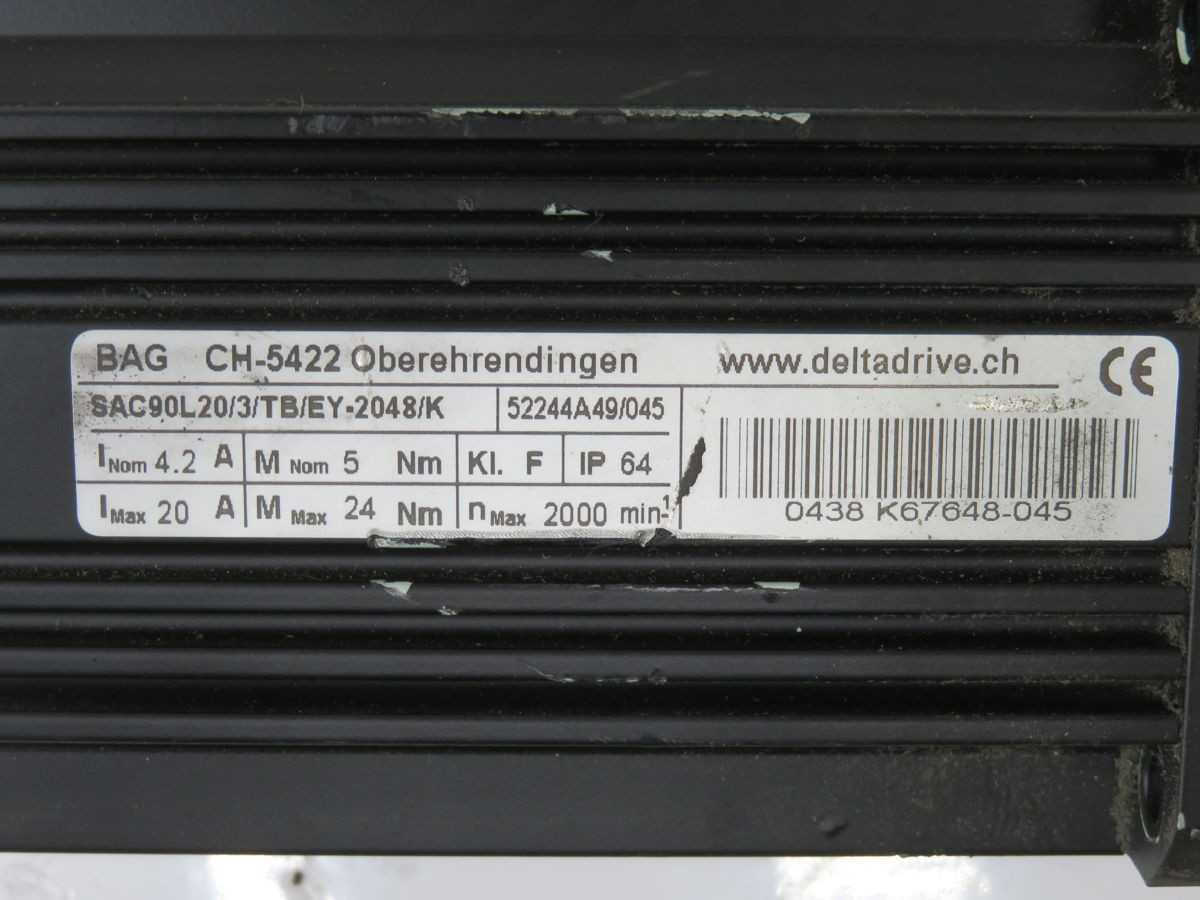 DELTA DRIVE SAC90L20/3/TB/EY-2048/K SERVO MOTOR T255402 - SERVO
