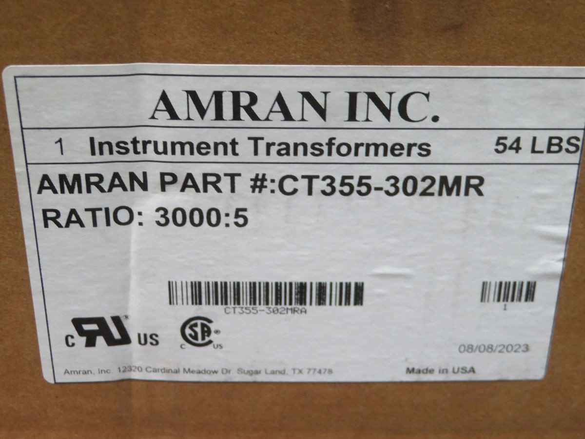 AMRAN CT355-302MR CURRENT TRANSFORMER 3000:5 T246312 - POWER TRANSFORMERS
