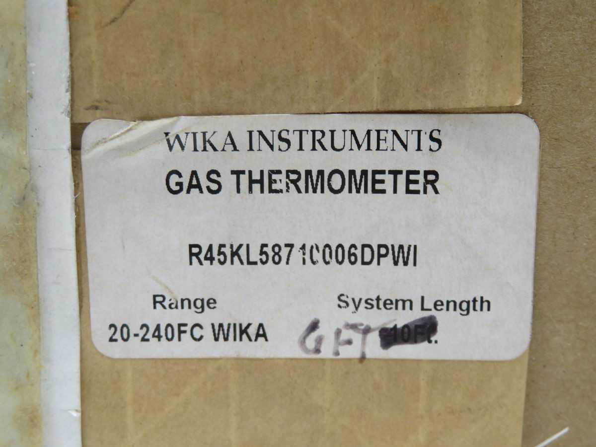 WIKA R45KL58710006DPWI GAS THERMOMETER T246684 - THERMOMETER