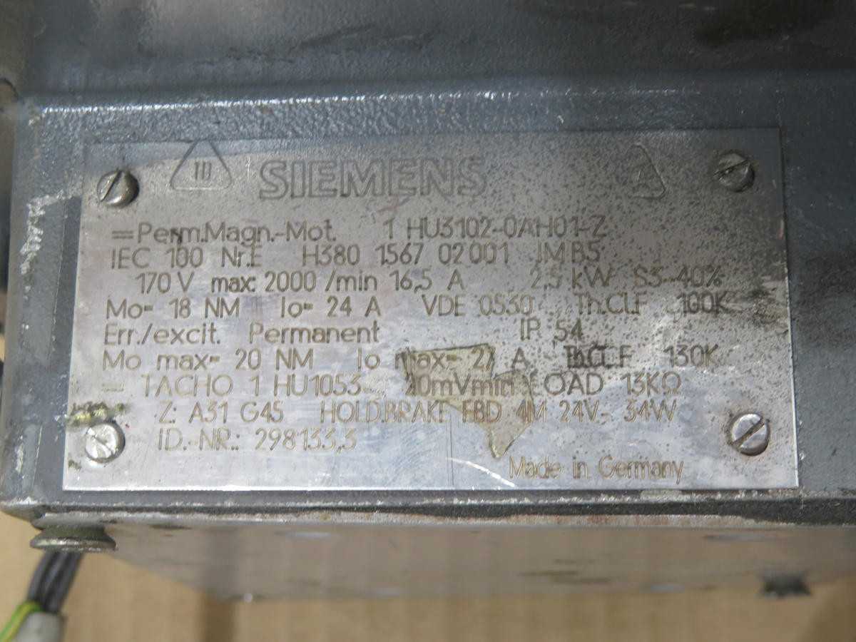 Siemens 1 HU3102-0AH01-Z Permanent Magnet Motor T210970 - SERVO MOTORS