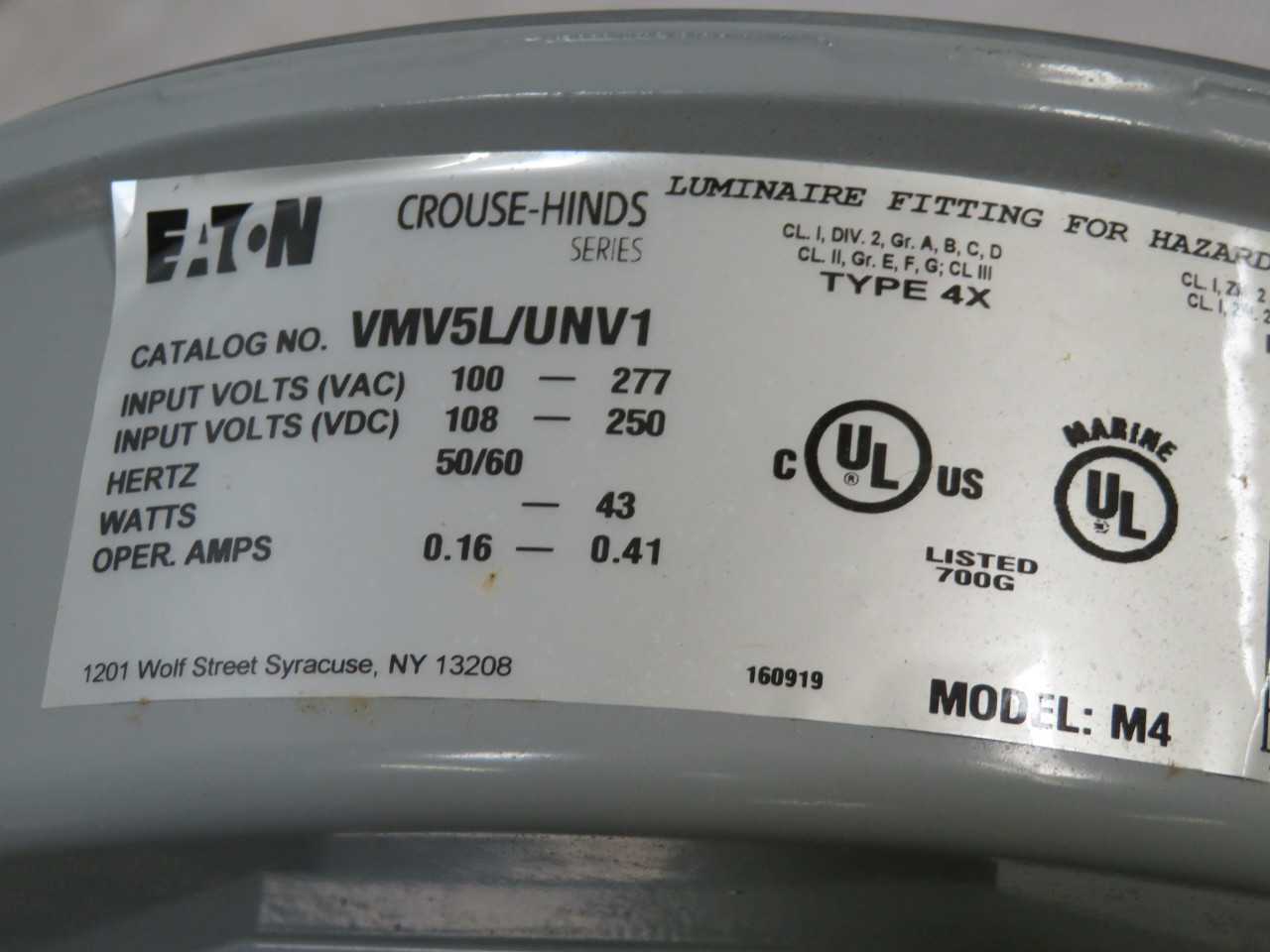 EATON VMV5L/UNV1 PS2565R-Y-751 LUMINAIRE FITTING T189830 - LIGHT FIXTURES